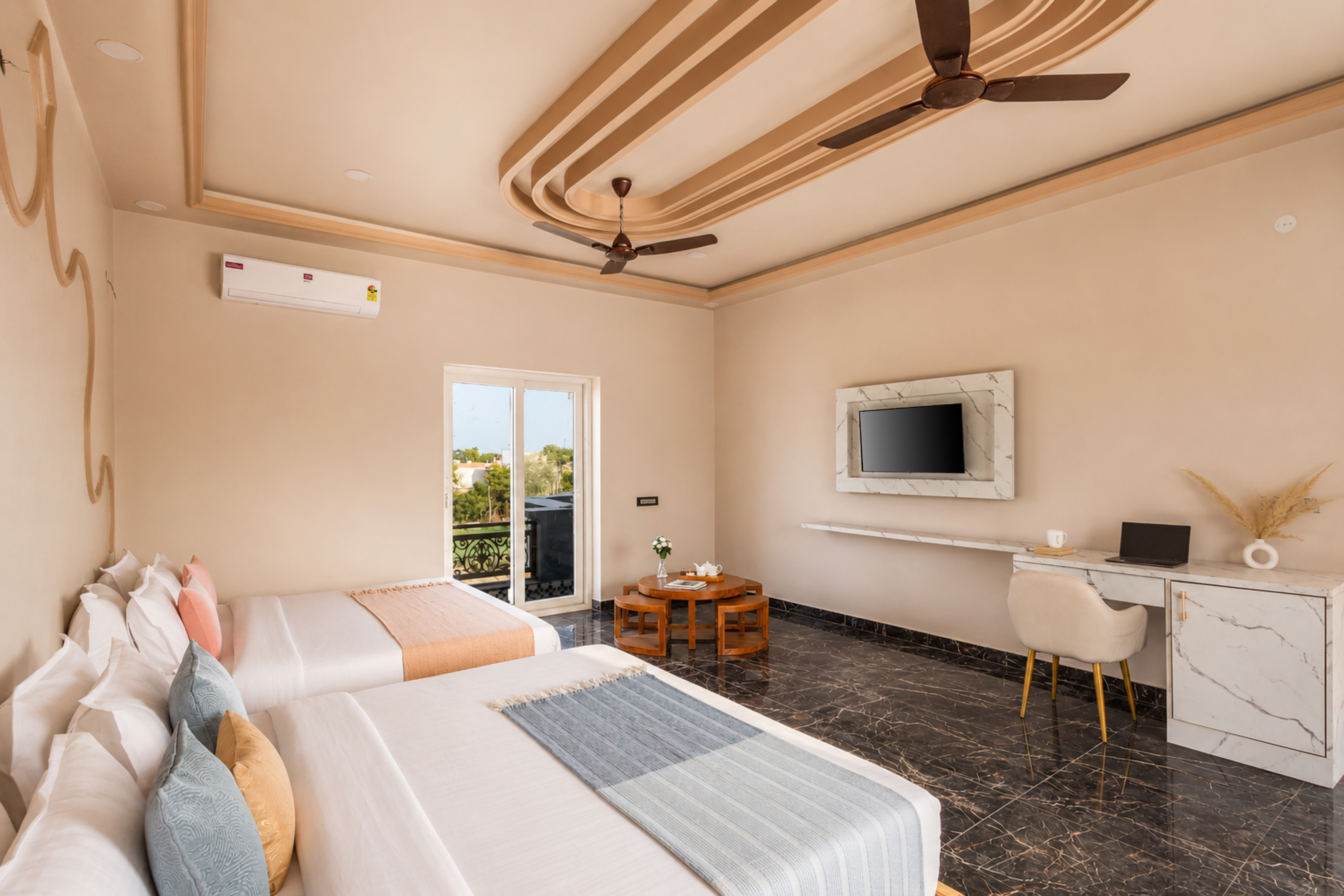 Gold Palm Macaroon | Family Suite in a Serene Resort with Shared Pool, Dining, & Garden | Near Popular Tourist Attractions — photo 9