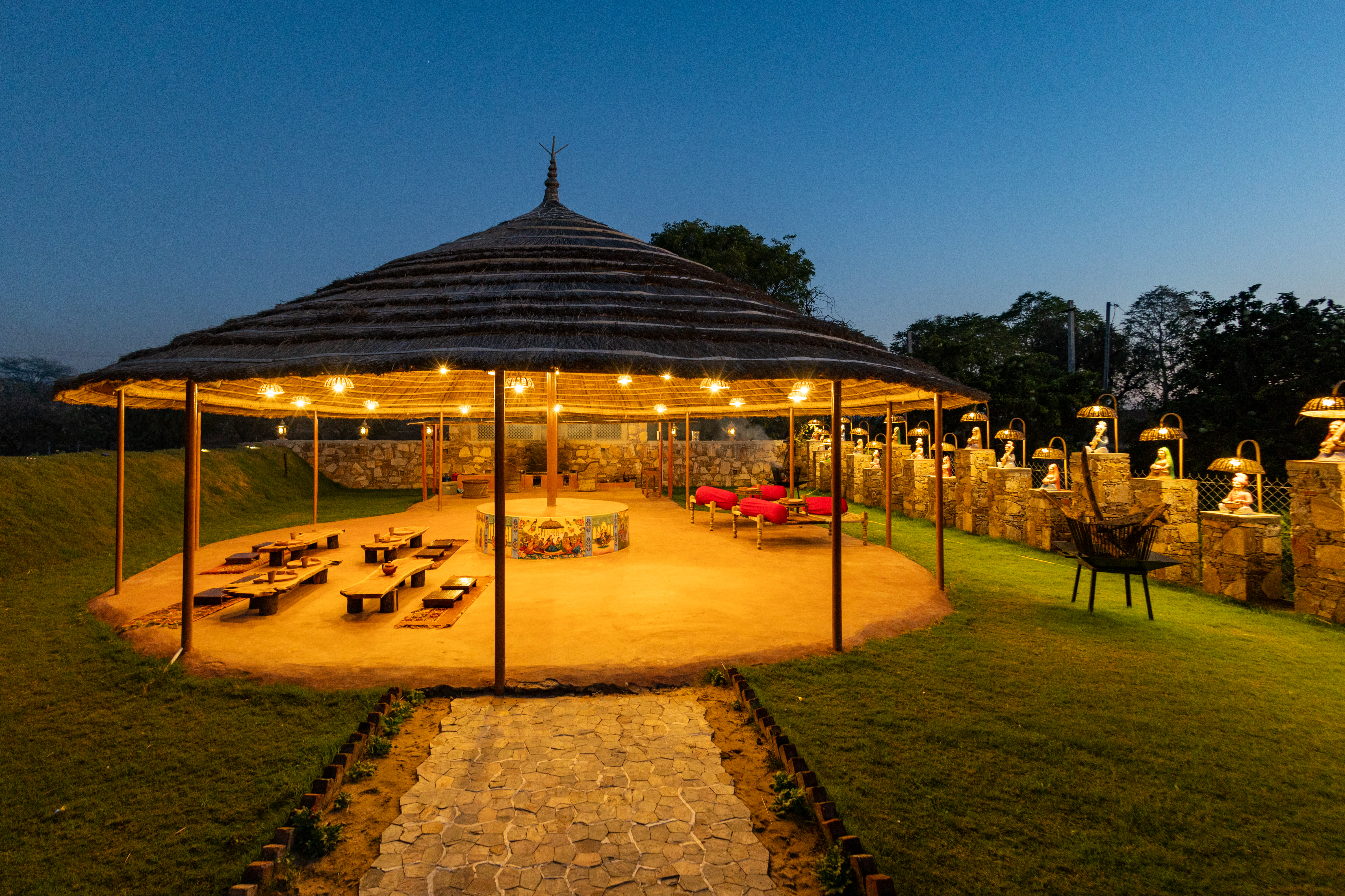 Krishna Serenity Villa | Pet-friendly 7-BHK Farmhouse with Private Pool, Gazebo and Garden, & Rajasthani Dhani