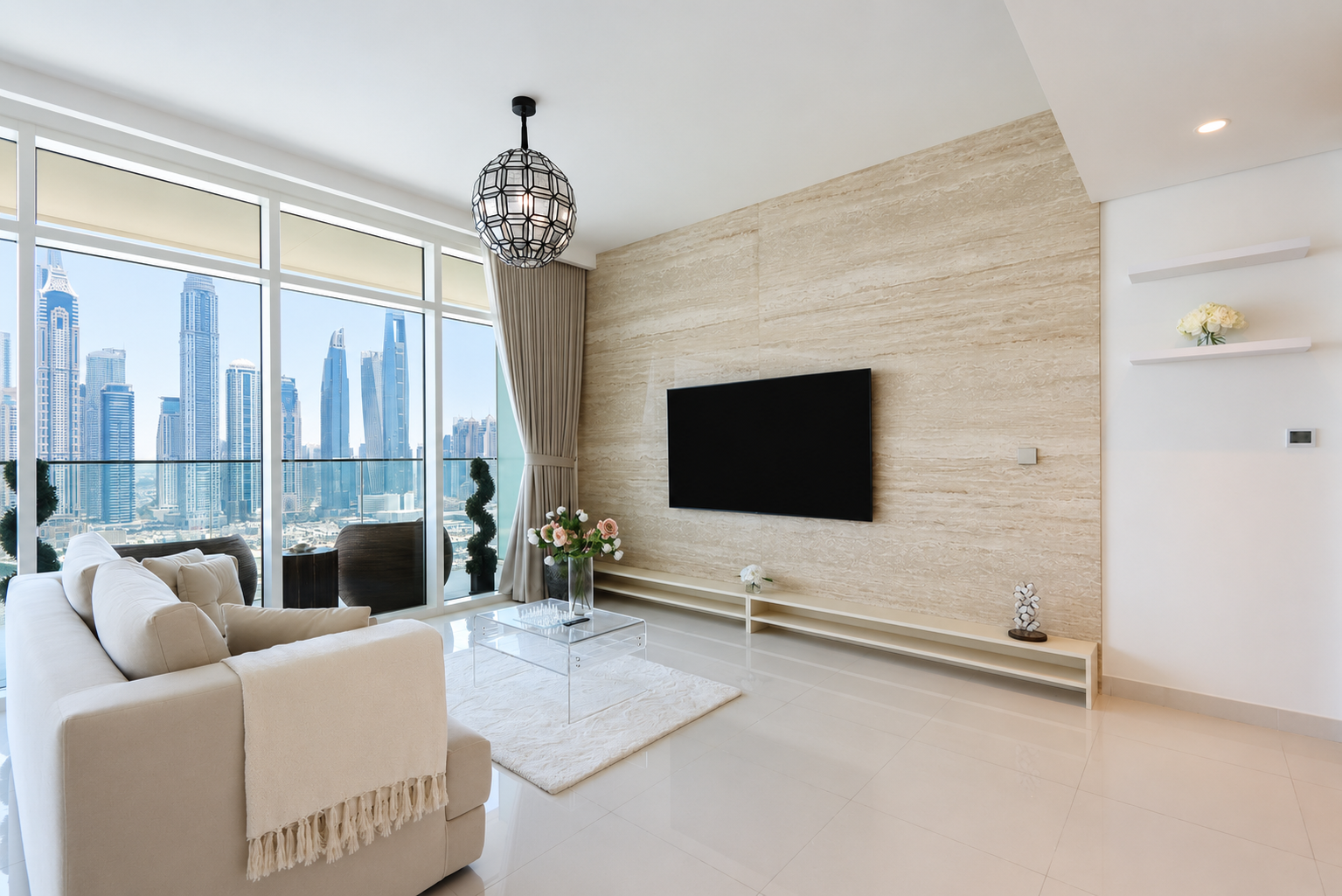 3BR with Marina Skyline View & Private Beach