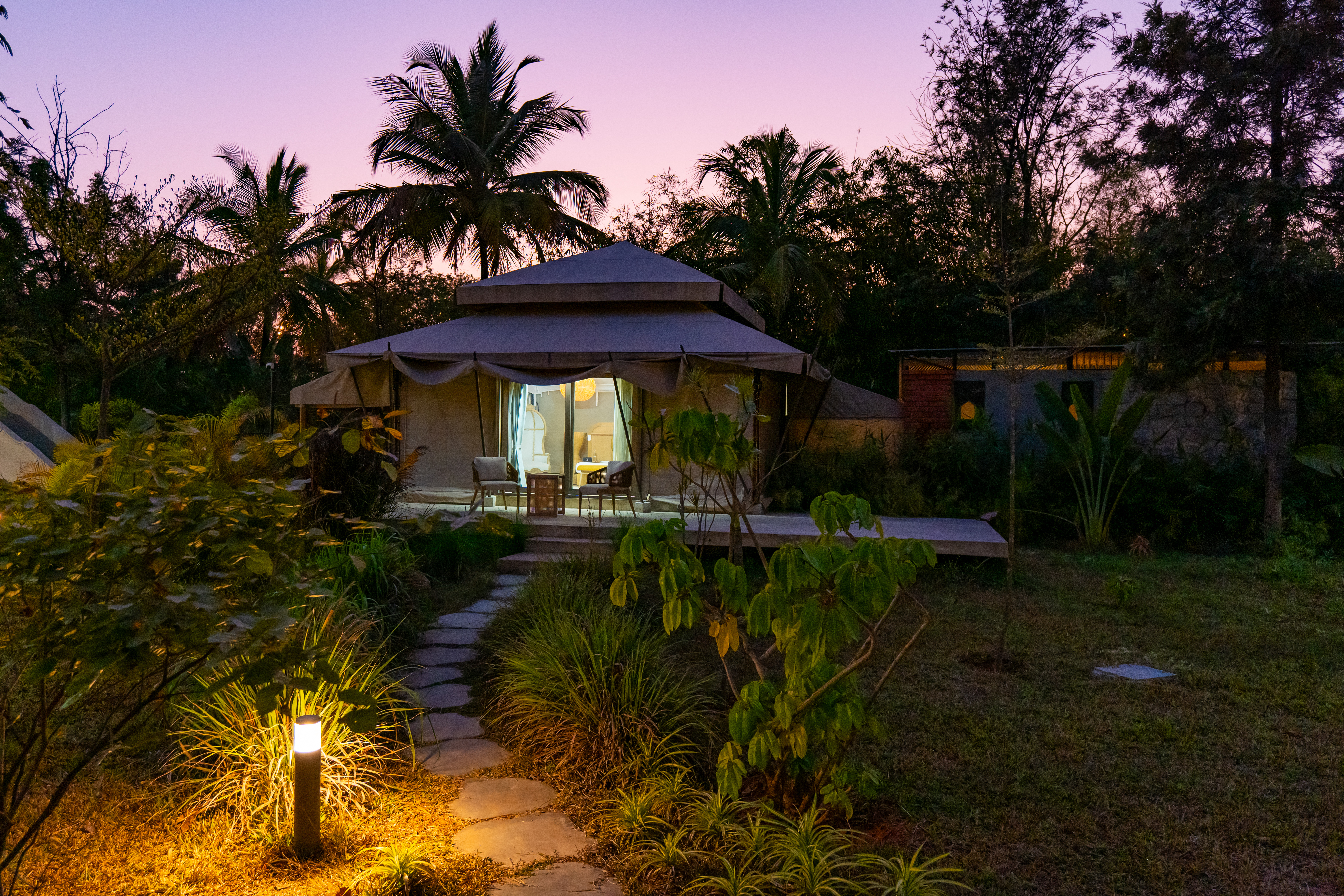 Tapovana Zarae | Pet-friendly Tent on 1-Acre with Shared Pool, Sunken Firepit, Gazebo & a Lush Garden